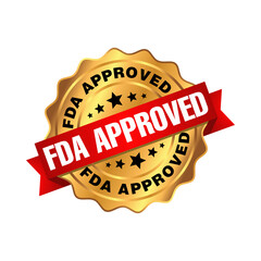 Obraz premium FDA Approved Badge with Gold Seal and Red Ribbon in 3D Cartoon Illustration 