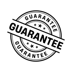 Guarantee Badge with Black Ribbon and Stars in 3D Cartoon Seal Illustration