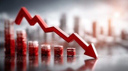 Global economy facing financial downturn, market crisis with stock prices collapsing, showing economic recession and investment loss