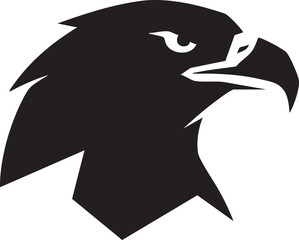 Fototapeta premium Bold black silhouette of a hawk head with a fierce gaze, perfect for a powerful mascot logo or graphic icon design