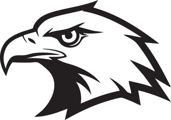 Obraz premium Eagle head graphic illustration, black and white profile, symbol of strength and freedom