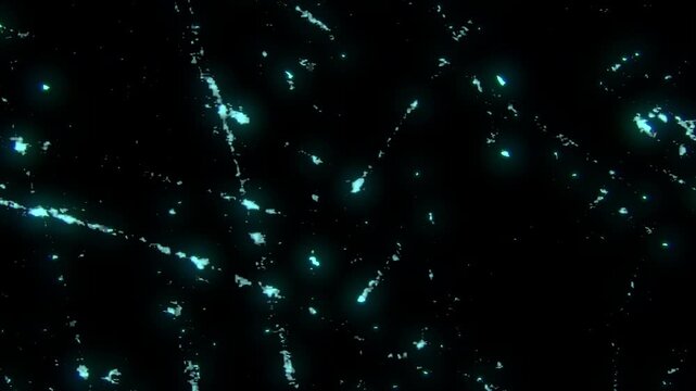 futuristic bioluminescent visualization, cosmic particle network with shimmer