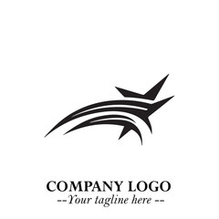 Black Star Moving Fast Logo Symbol in Dynamic Minimal Vector Style on Clean White Background