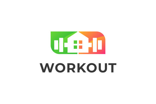 Home Workout Fitness Logo Modern Gradient Design