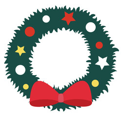 Christmas wreath icon isolated on white background.