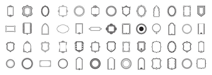 Vintage Ornate Frame Vector Collection. Classic Borders, Royal Shields, and Decorative Label Shapes Set