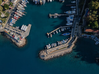 Fototapeta premium Aerial view of Antalya Old Town and Marina, Turkey