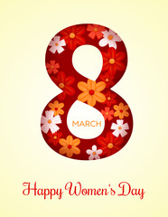 Floral Number 8 Women&rsquo;s Day Poster Template