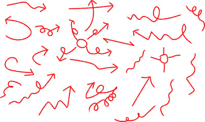 Doodle Arrow Pack in Red Marker Style