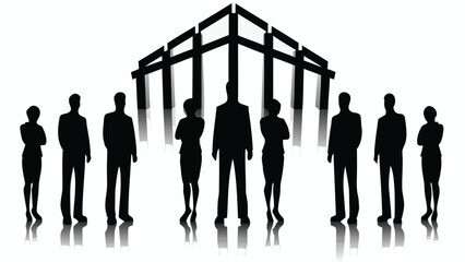 Conceptual illustration depicting strategic alignment showcasing interconnected elements and pathways leading towards a shared objective ideal for business and planning presentations