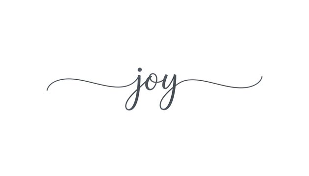 The word joy written in an elegant, flowing cursive script on a plain white background.