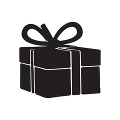 Gift Box Silhouette Icon &ndash; Present, Holiday Celebration, Surprise Box Vector
