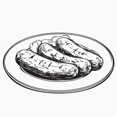 vector illustration of sausage on a plate