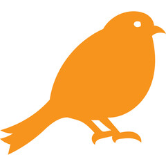 Orange Silhouette Of A Small Bird Standing On Its Feet With A White Eye On A Transparent Background Simple Clean Design Isolated Graphic Element