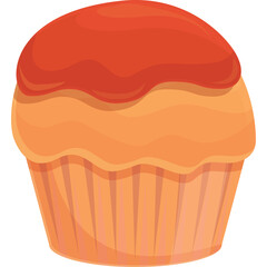 Orange Muffin With Red Frosting A Sweet Baked Pastry Dessert Treat Isolated On Transparent Background