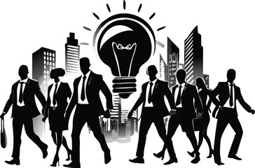 Dynamic composition featuring a group of five professional individuals rendered in vibrant cmyk colors with clean typography ideal for business or corporate themes