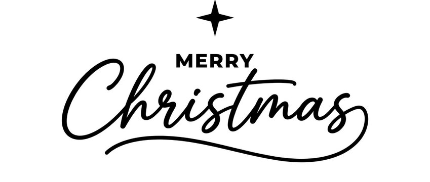 Merry Christmas elegant calligraphy and Bethlehem star. Holy night vector handwriting concept for xmas greeting card or church service invitation - Powered by Adobe