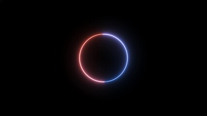 Glowing neon round line icon animation of a circular progress bar with loading text in the center on a black background, suitable for tech, abstract, or introductory visuals - Powered by Adobe
