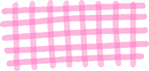 Hand-Drawn Pink Line Check Pattern &ndash; Pastel Grid Digital Paper for Craft and Scrapbook Design