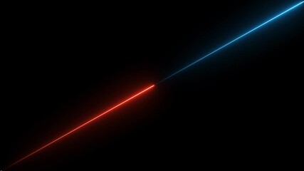 glowing horizontal neon lines streaming across on the screen. Straight neon laser line color cyan black background 4k video animation - Powered by Adobe