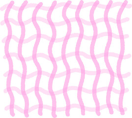 Hand-Drawn Wavy Pink Check Pattern &ndash; Organic Grid Lines Pastel Background Texture