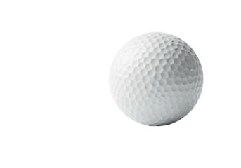 transparent golf ball with detailed dimpled surface, against a transparent minimalist background, soft studio lighting creating clean reflections. Concept of business excellence and precision