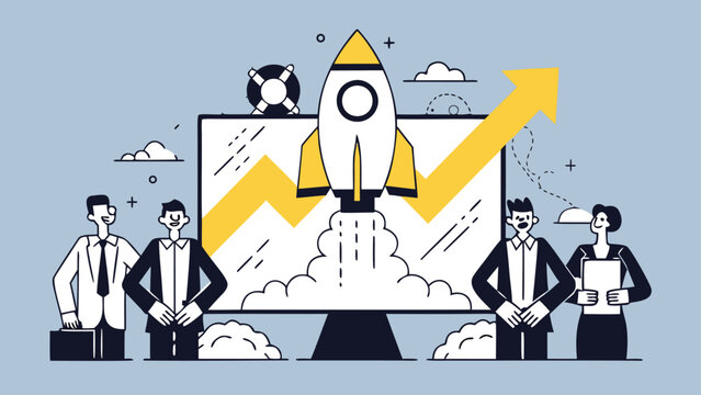 Dynamic and formal composition for a project launch featuring a single impactful graphic element with vibrant colors and clear typography suitable for presentations and marketing materials