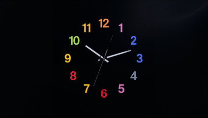 Clock on Black Background Minimal Design