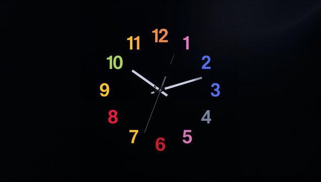 Clock on Black Background Minimal Design