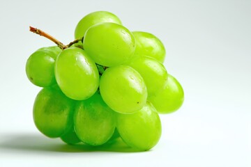 Fresh green grapes on white background showcasing vibrant color, juicy texture, natural freshness, and healthy organic fruit ideal for food photography, nutrition, wellness, and culinary themes