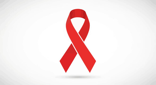 Red ribbon symbol for aids awareness isolated on - Powered by Adobe