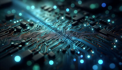Futuristic Glowing Circuit Board