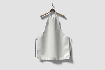 Blank White Apron Mockup Hanging on Wooden Hanger