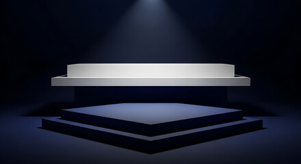 Minimal stage with light for product display on dark abstract studio background