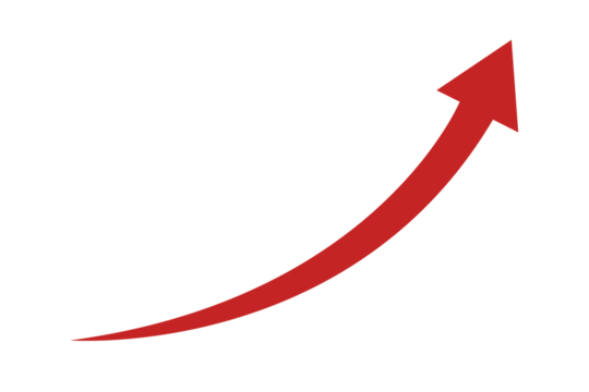 Red curved graph with arrow png file type - Powered by Adobe