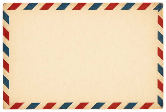 Vintage Air Mail Envelope with Red and Blue Border and Blank Space retro paper isolated on a transparent background