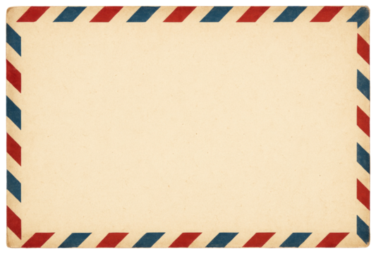 Vintage Air Mail Envelope with Red and Blue Border and Blank Space retro paper isolated on a transparent background