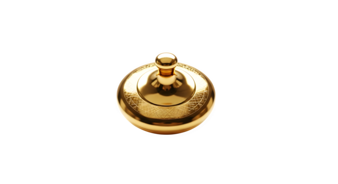 Golden dreidel isolated on transparent background, a traditional hanukkah spinning top