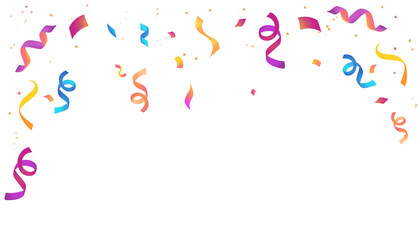 colorful confetti on transparent background. Confetti frame banner 