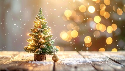 Festive Christmas Tree with Bokeh Lights A Holiday Scene