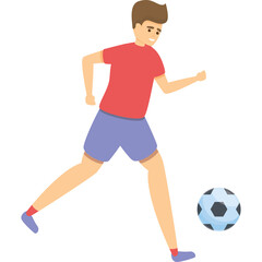 Man In Red T Shirt And Blue Shorts Playing Soccer With A Soccer Ball In A Sports Concept
