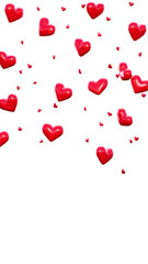 Vertical falling red hearts background 3D render