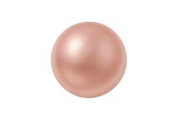 Rose gold metallic sphere floating on transparent background