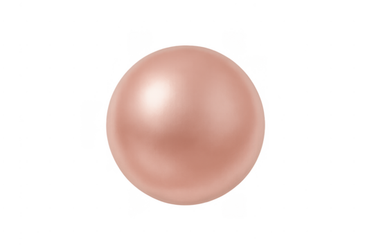 Rose gold metallic sphere floating on transparent background