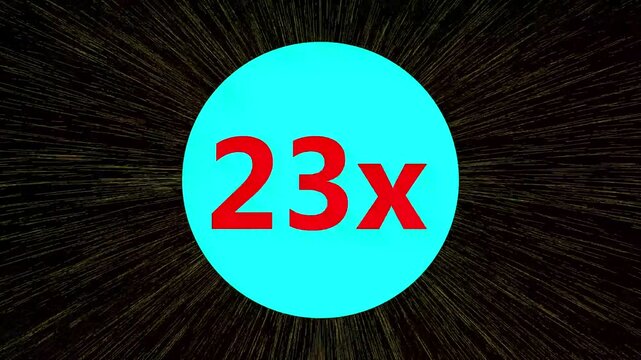 Dynamic hyper speed effect zooming with light blue circle and 23x red text motion