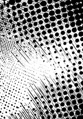 Abstract black and white halftone pattern with dynamic diagonal lines