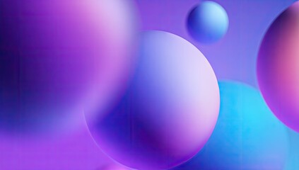 Floating spheres in blue, pink, and purple create a dreamy gradient scene