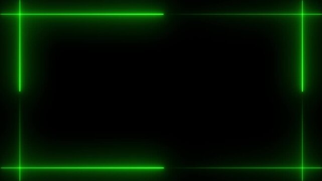 Rectangular Fire effect Animation. Fire Flame Gradually Appearing in A rectangle Frame. Abstract neon glowing frame background. Colorful laser show seamless loop 4K border . 4K video.!