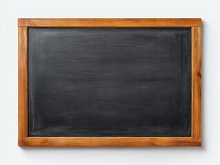 Empty blackboard with wooden frame against a white background