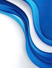 Abstract blue and white curving bands against a solid blue backdrop